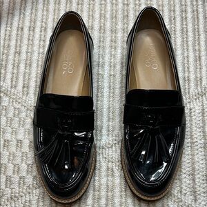 Franco Sarto Black Patent Leather Loafers